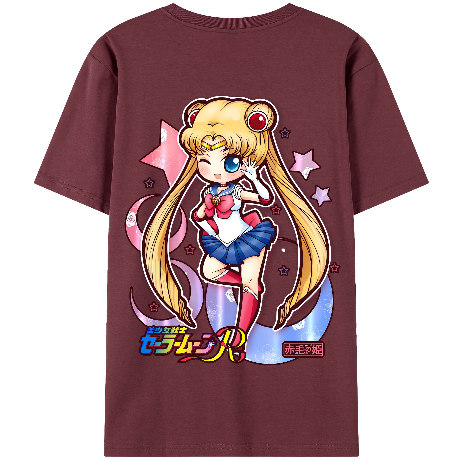 （画像用） 美少女戦士セーラームーン 月野 うさぎ つきの うさぎ Sailor Moon Tsukino Usagi 綿100％半袖Tシャツ（背面プリント）